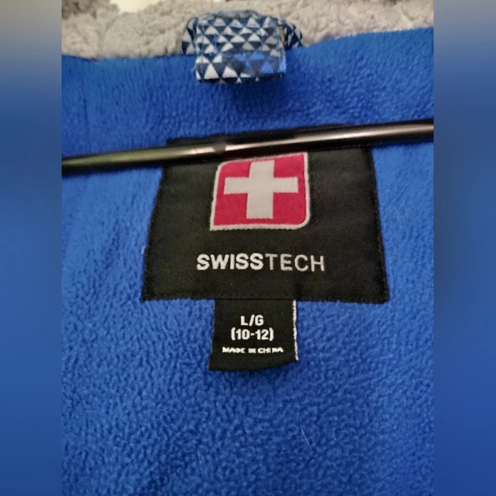Swiss Tech Coat Unisex Fleece Lined Warm Adj Sleeve Reflective Child Size 10-12 - Picture 2 of 6